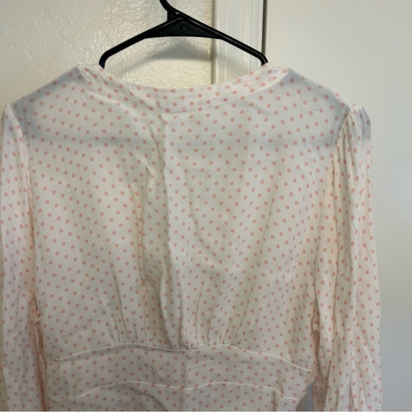 Free People Love Street Top Pink Polka Dots Size Small Blouse Date Night - Picture 9 of 9